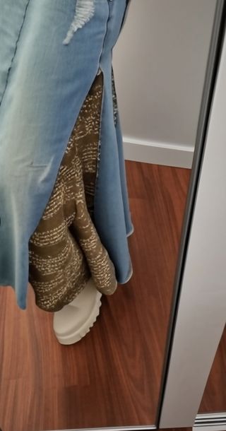 Maxi denim skirt upcycling gypsy hippie boho 