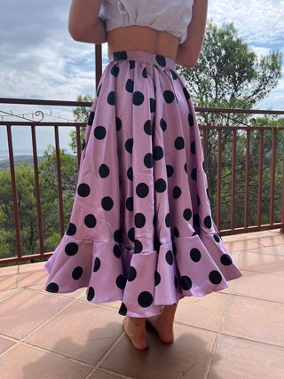 Falda traje flamenca gitana lunares morada