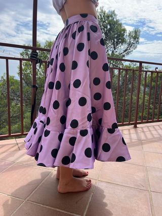 Falda traje flamenca gitana lunares morada