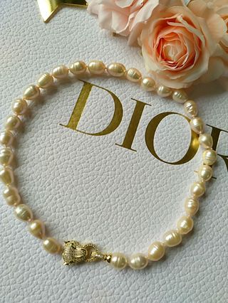 Collar perlas naturales chapado oro 