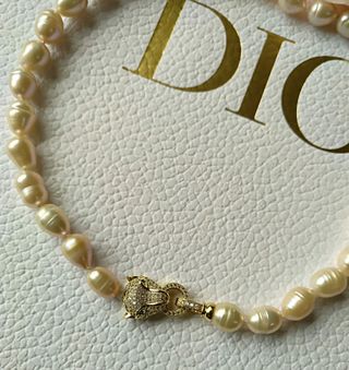 Collar perlas naturales chapado oro 