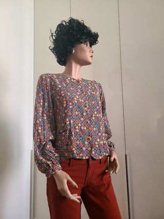 Blusa vintage seta multicolor