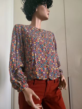 Blusa vintage seta multicolor