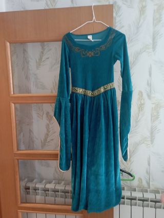 Vestido medieval teal y dorado