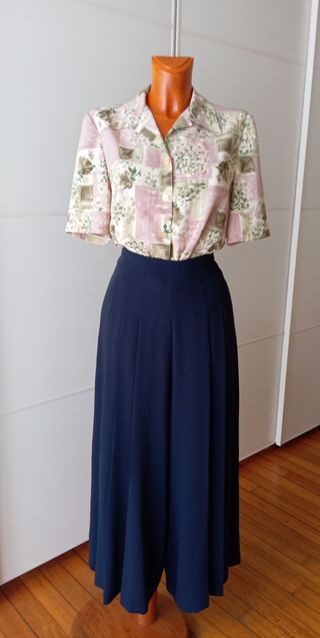 Blusa vintage. Verde y rosa. Nueva.