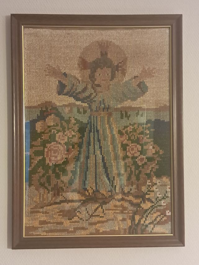 Cuadro Bordado Niño Jesús en punto de cruz