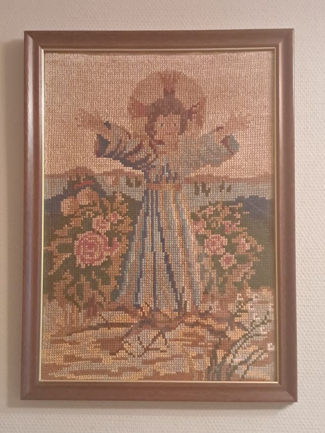 Cuadro Bordado Niño Jesús en punto de cruz