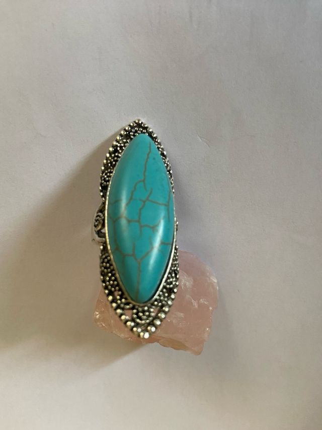 Anillo turquesa plateado- joya vintage