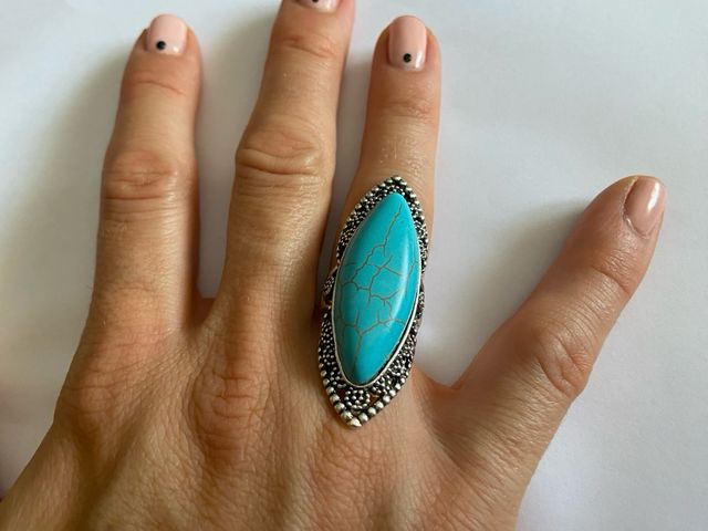 Anillo turquesa plateado- joya vintage