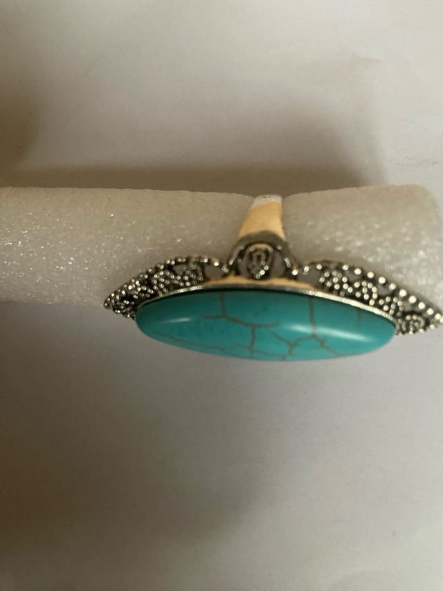 Anillo turquesa plateado- joya vintage