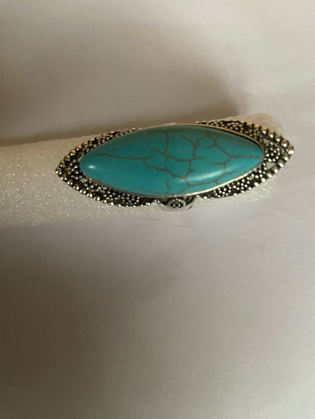 Anillo turquesa plateado- joya vintage