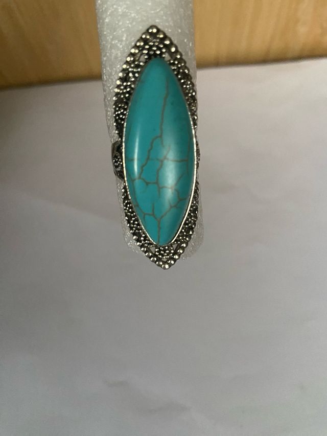 Anillo turquesa plateado- joya vintage