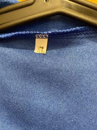 Chaqueta borrego azul XL flecos