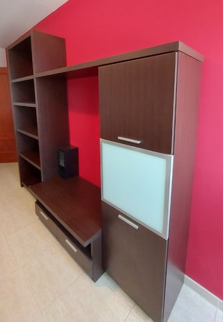 Mueble TV salón - marrón oscuro, wengué