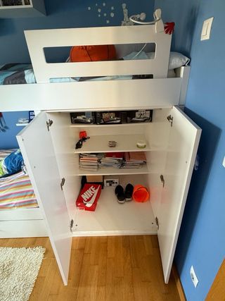 Cama tren infantil - blanca y multicolor