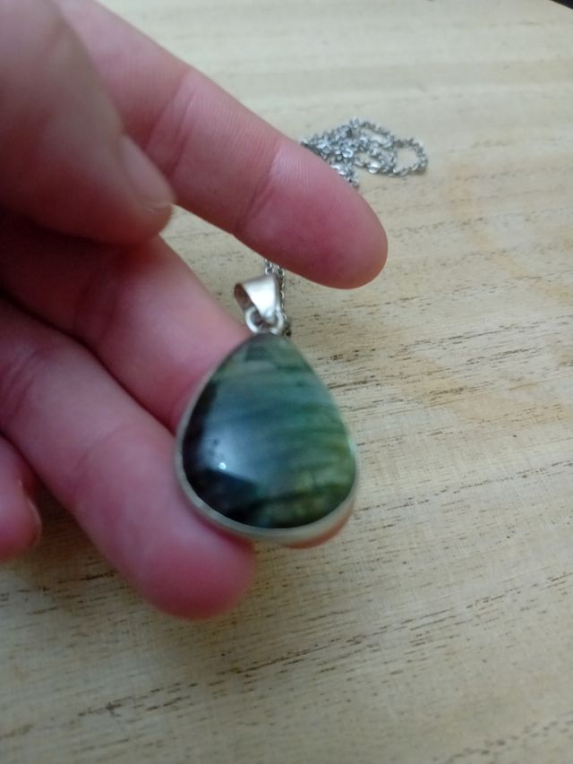 Collana Labradorite Verde multicolore Argento 