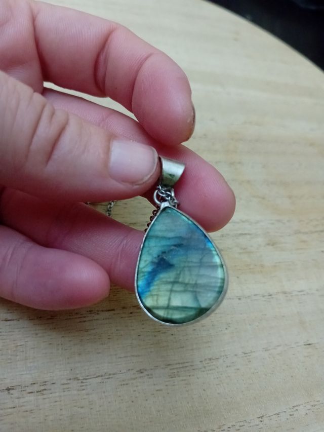 Collana Labradorite Verde multicolore Argento 