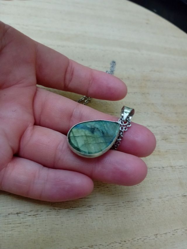 Collana Labradorite Verde multicolore Argento 