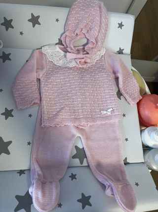 Conjunto bebé niña punto rosa