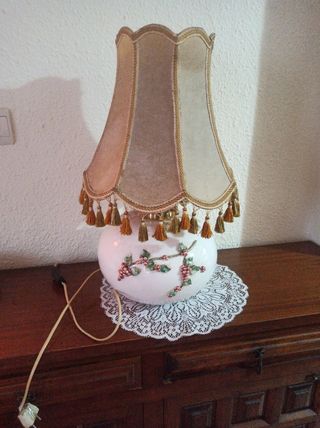 Lampara de mesa - porcelana y tela