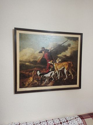 Cuadro caza perros - Óleo sobre lienzo