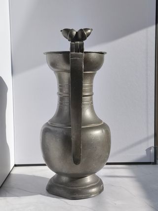 Jarra Peltre Antigua con Tapa