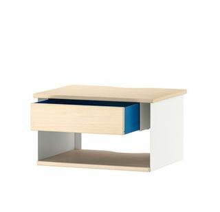 Mesita noche flotante - azul, blanco y madera