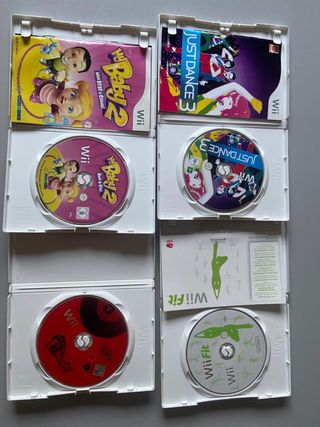 4 juegos Wii: Just Dance 3, Wii Fit, My Baby 2, Po