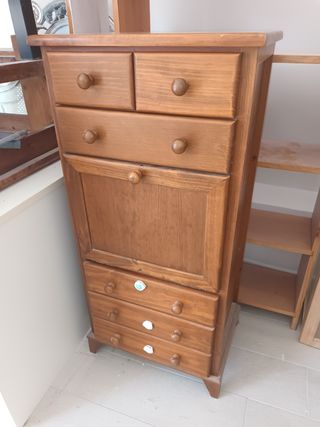 Mueble recibidor madera 5 cajones