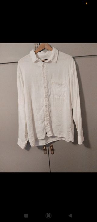 Camisa blanca de lino marca blue banana brand