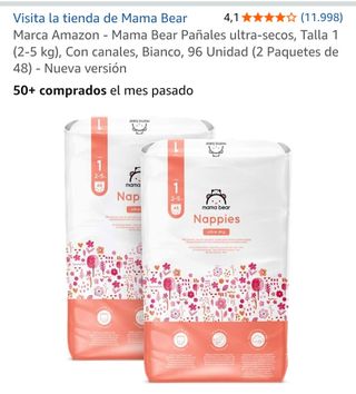 Pañales Mama Bear ultra-secos Talla 1
Sin abrir