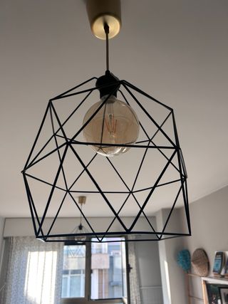 2 Lámparas colgantes geométrica negra y dorada