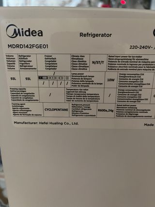 Nevera Midea 113L como nuevo