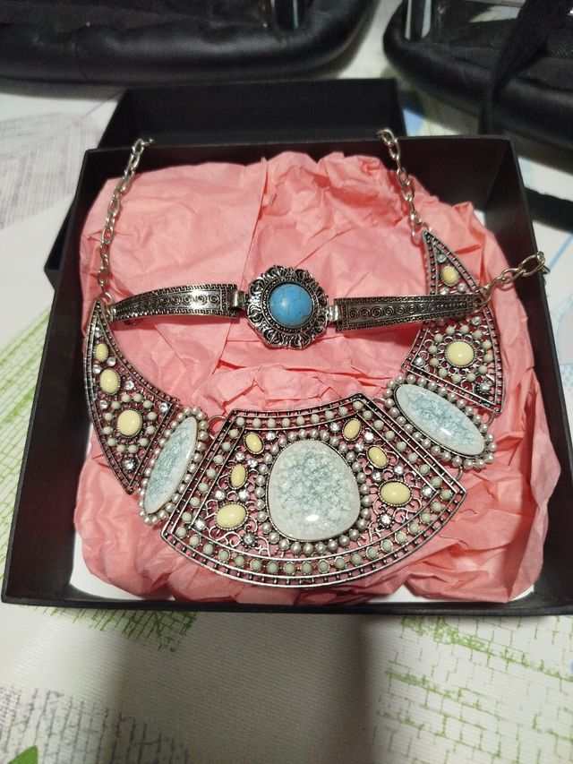 Collar y pulsera plata turquesa