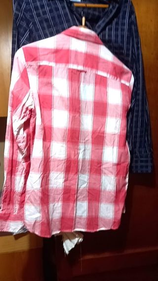 Camicia a quadri rosa e bianca