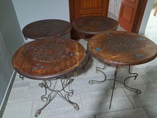 4 Mesas bajas redondas madera
Precio por las 4