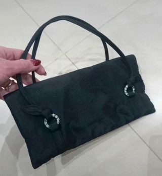 Borsetta Menbur vintage nera di stoffa e strass 