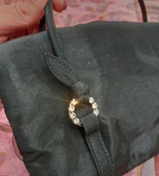 Borsetta Menbur vintage nera di stoffa e strass 