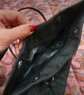 Borsetta Menbur vintage nera di stoffa e strass 