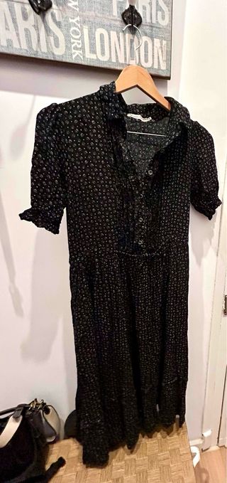 Vestido negro estampado flores