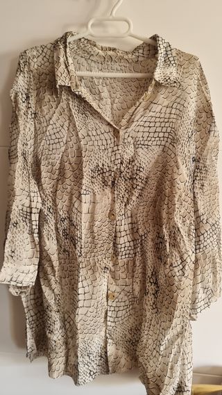 Blusa azul estampada talla 5XL
