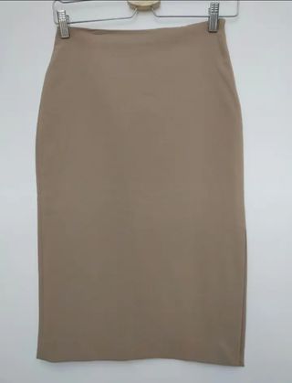 Falda midi Mango beige