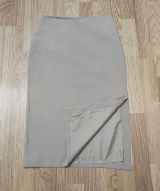 Falda midi Mango beige