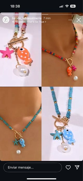 Collar veraniego multicolor | pececito naranja.