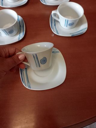 Juego café porcelana azul-blanco