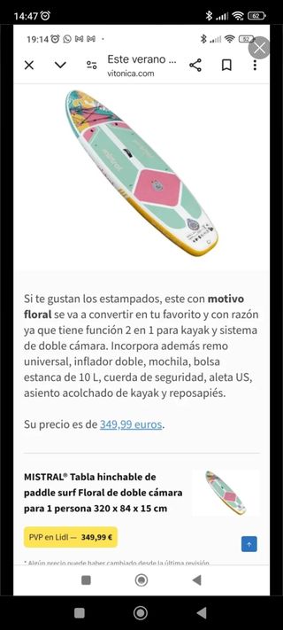 Tabla paddle surf inflable