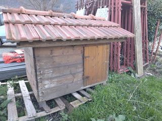 Cuccia legno per cani - rossa e marrone