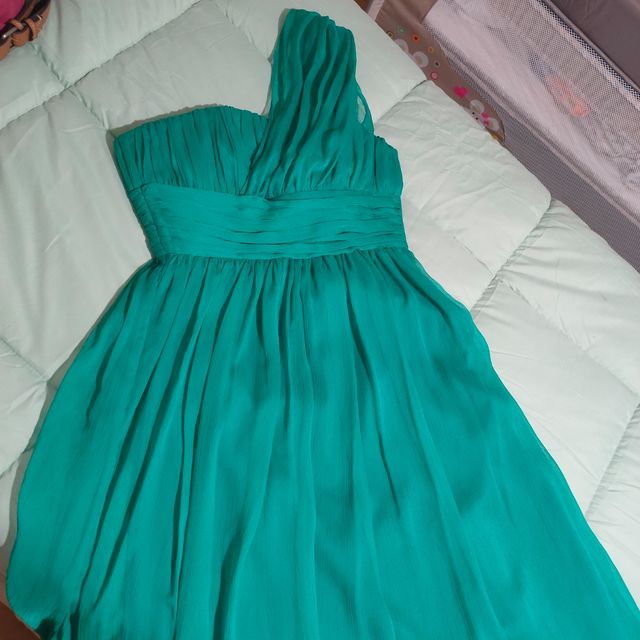 Vestido asimétrico turquesa