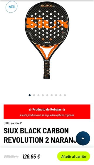 Pala pádel Siux Black Carbon Revolution 2 NUEVA