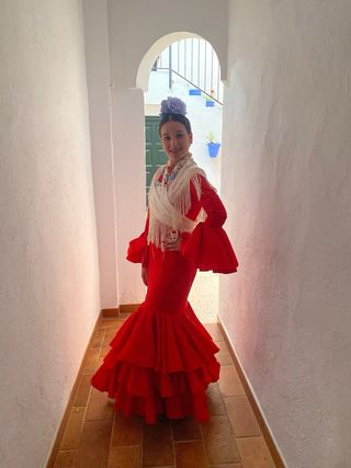 Traje gitana rojo: 2 mantones y zapatos
